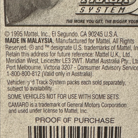 Mattel Hot Wheels (1995) ‘67 Camaro Collector #448 - Picture 5 of 6